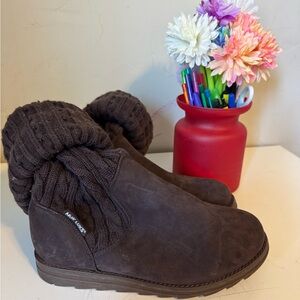 MUK LUKS Dark Brown Knit Cuff Boots